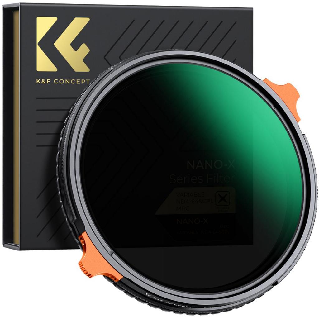 K&F CONCEPT NANO-X ND4-64(2-6Stop)Bộ lọc ND biến đổi và Bộ lọc phân cực tròn CPL 2 trong1,phủ 28 lớp