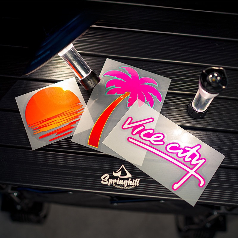 GTA San Andreas Cá Tính Miếng Dán Hoàng Hôn Cây Dừa Sáng Tạo Xe & Xe Máy Nhãn Dán Phản Quang