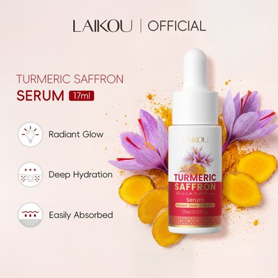 LAIKOU Turmeric Saffron Serum 17ml với Niacinamide & Vitamin C – Serum dưỡng da mặt tăng cường, dưỡng ẩm & phát sáng cho mọi loại da