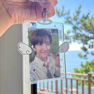 Ins Wings Stars 3 Inch Thẻ Nhỏ Acrylic Đựng Thẻ Cứng Thiên Thần Thẻ ID Phim Bảo Vệ Bảo Vệ Bảo Quản Tay
