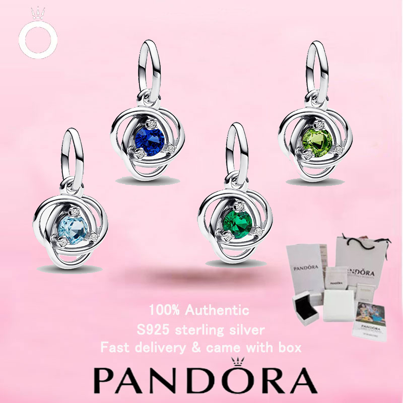 (191) Trang sức bạc PANDORA S925 mới Ngày lễ tình nhân Lựa chọn hàng đầu Màu xanh vĩnh cửu Vòng tròn