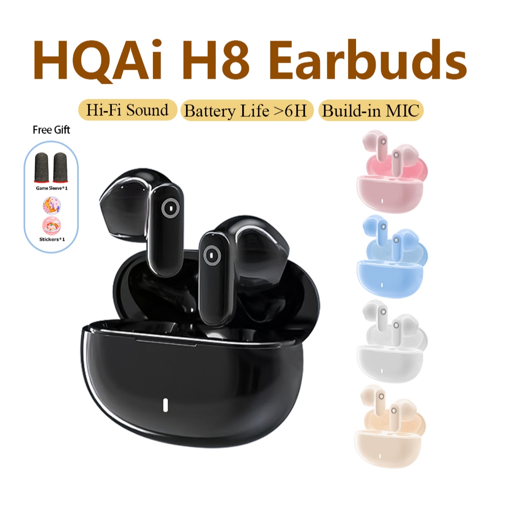 Tai nghe không dây nhét tai mini HQAi H8 TWS, âm thanh Hi-fi, khử tiếng ồn, dành cho thể thao