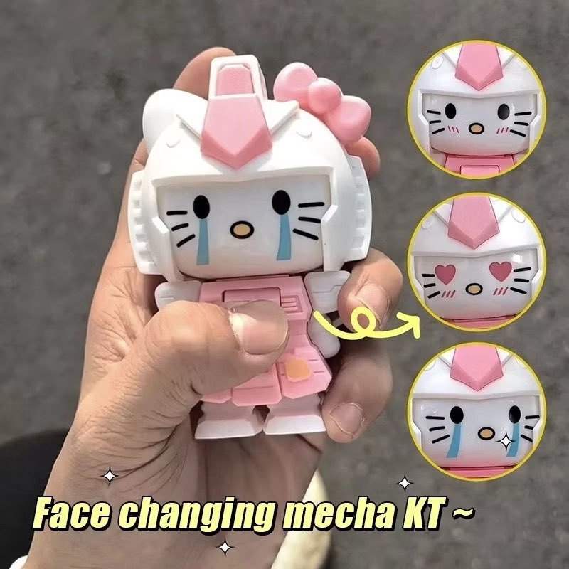 Hellokitty thay đổi khuôn mặt mèo mèo Mecha Đồ chơi thay đổi khuôn mặt