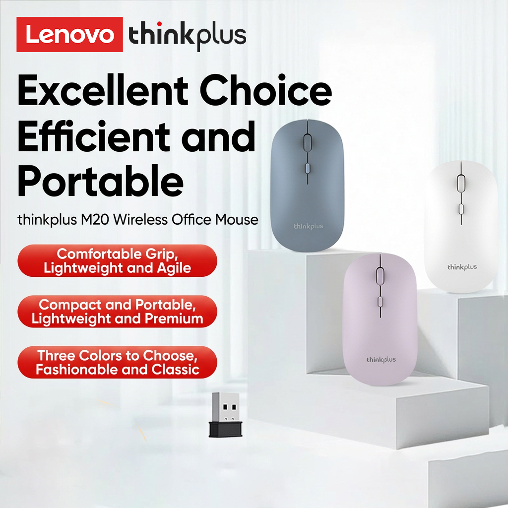 Văn phòng quang chuột không dây Lenovo M20 với kết nối 1600 DPI và 2.4G cộng với thiết kế tiện dụng | BigBuy360 - bigbuy360.vn