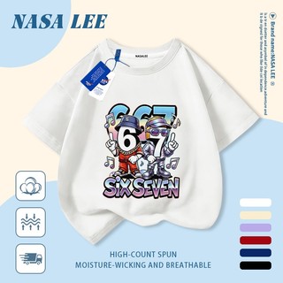 🚀Xu hướng hot 2026🚀 Áo thun trẻ em họa tiết bộ số sáu bảy phong cách NASA cotton Unisex Giao hàng ngay