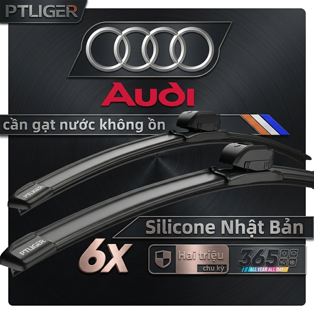 Cặp gạt mưa ô tô PTLIGER Siêu êm ái & Bền bỉ  Sử dụng dải cao su Chloroprene Chuyên dụng cho  AUDI A