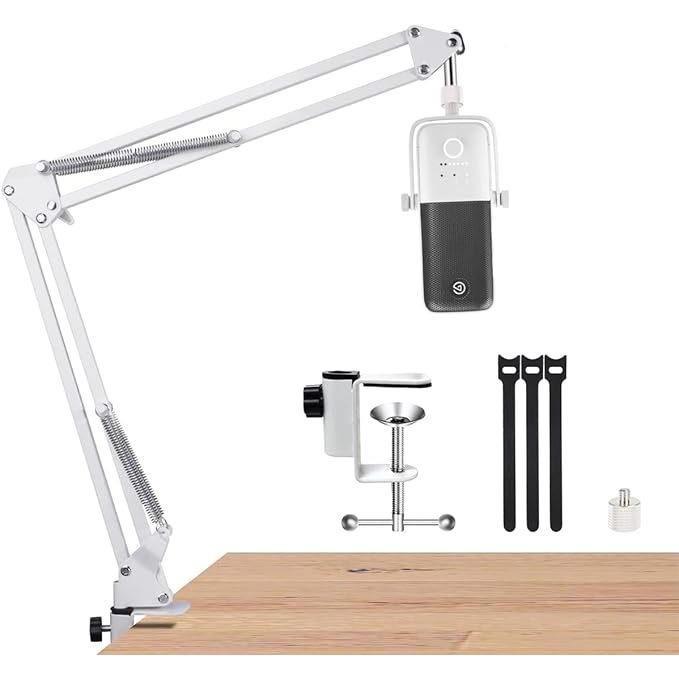 Dành cho Elgato Wave White Mic Arm, White Boom Arm Tương thích với Micro Elgato Wave 3, Đế để bàn mà