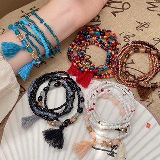 Phong cách Bohemian hạt kê nhiều lớp vòng tay đính cườm nữ mùa hè phong cách quốc gia nhẹ nhàng sang trọng thích hợp retro tay trang sức bán buôn