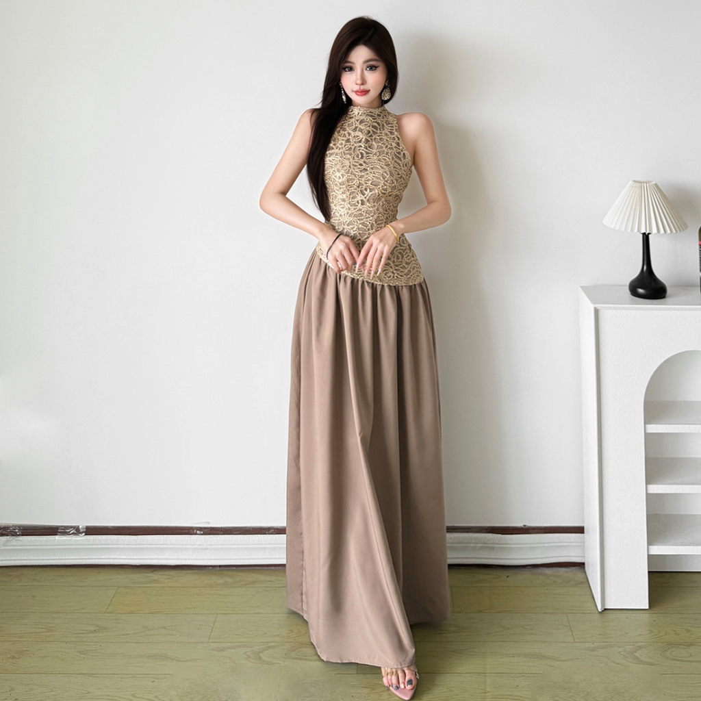 Klalien Đầm Vintage Thanhh lịch với Họa Tiết Appliqué, Silhouette Dẹp