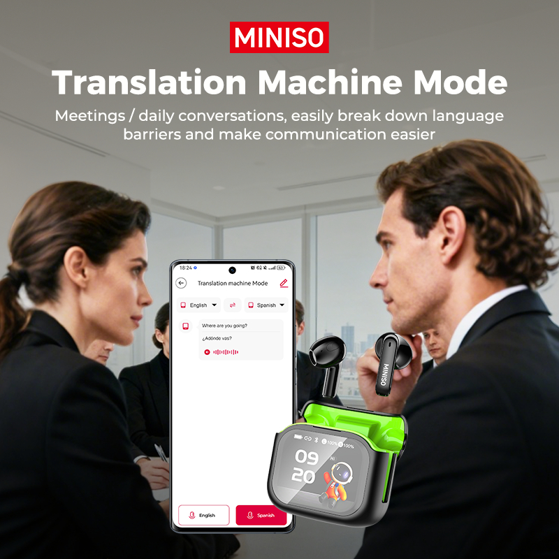 Tai nghe dịch Video MINISO MS103 AI Tai nghe không dây HIFI LCD Màn hình cảm ứng thông minh Tai nghe Bluetooth đa chức năng V6.0 ANC + ENC Tai nghe khử tiếng ồn | BigBuy360 - bigbuy360.vn