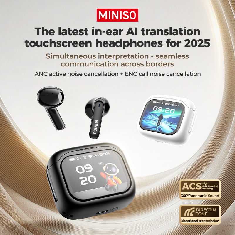Tai nghe dịch Video MINISO MS103 AI Tai nghe không dây HIFI LCD Màn hình cảm ứng thông minh Tai nghe Bluetooth đa chức năng V6.0 ANC + ENC Tai nghe khử tiếng ồn | BigBuy360 - bigbuy360.vn