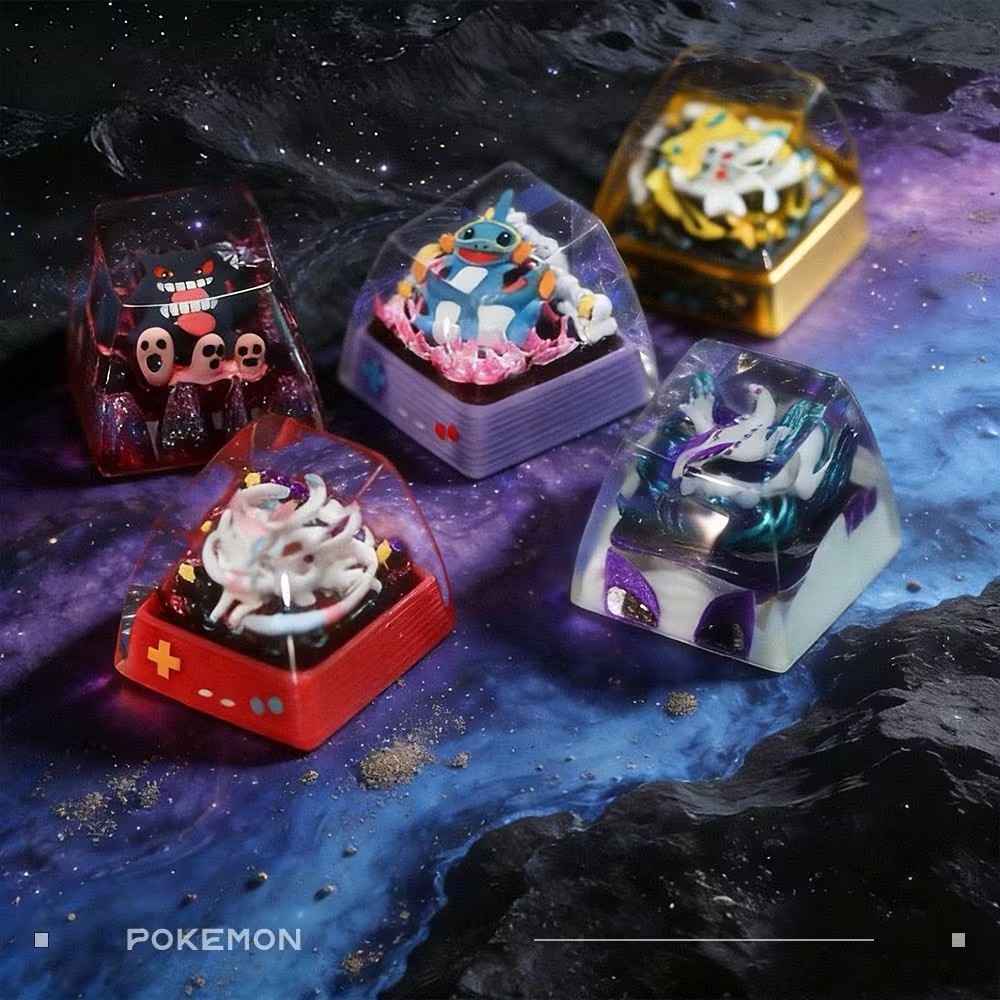 Nhựa Mới Pokemon Keycap Ma Gengar Gardevoir Sylveon Jirachi Mudkip Lugia Artisan Keycap Cho Bàn Phím