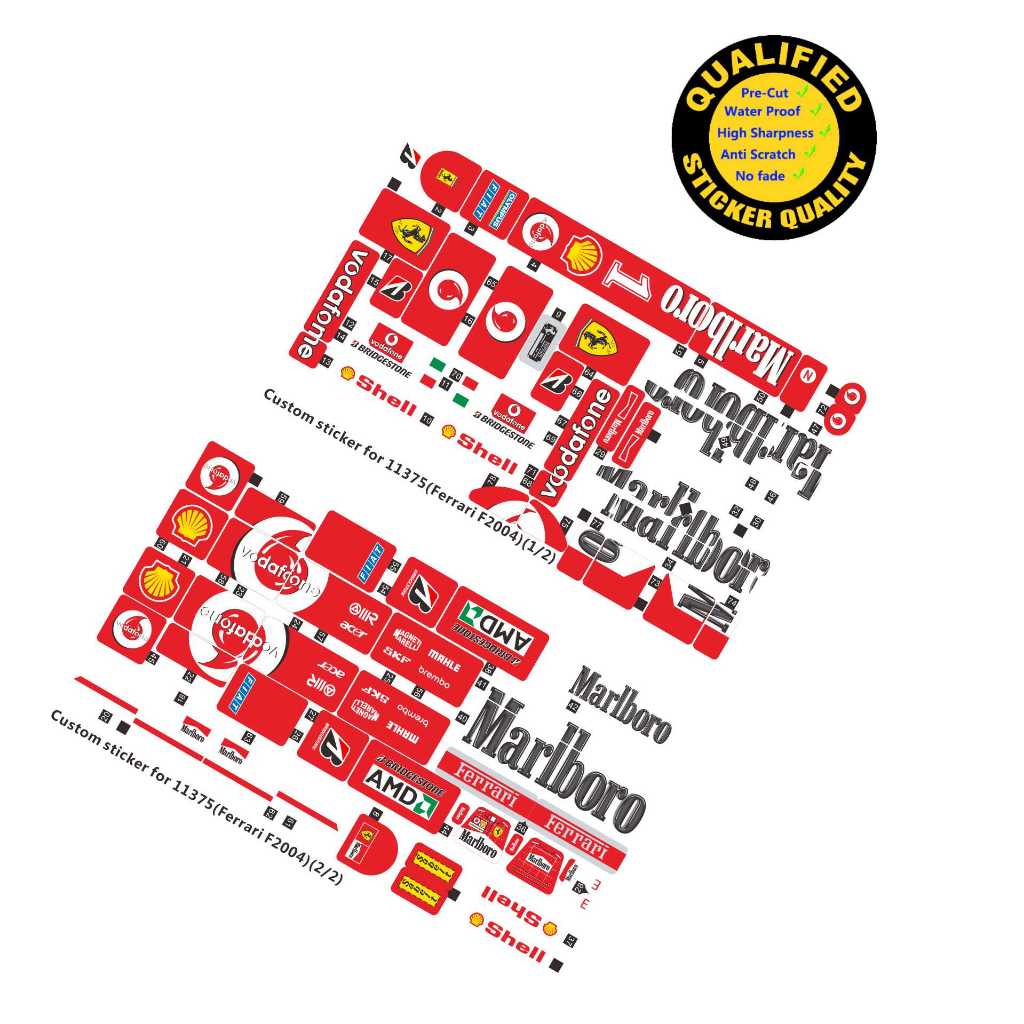 Nhãn dán tùy chỉnh cho LEGO 11375 Ferrari F2004, chỉ nhãn dán.