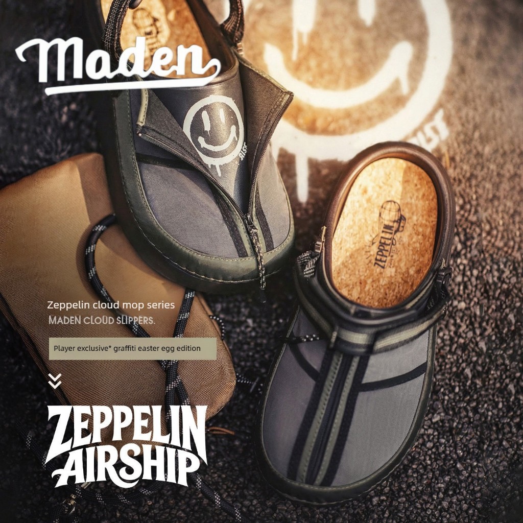MADEN Zeppelin 2026 Mới Nửa Dép Đáy Dày Tăng Nam Che Mũi Dép Ngoài Trời Đầu Bếp Giày