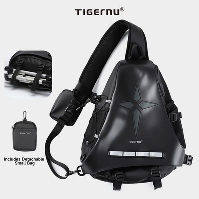 Tigernu 81220 túi đeo chéo cho nam Túi đeo vai cổng USB Dung tích lớn Túi đựng cơ thể du lịch TPU Túi chống nước (11 ”)