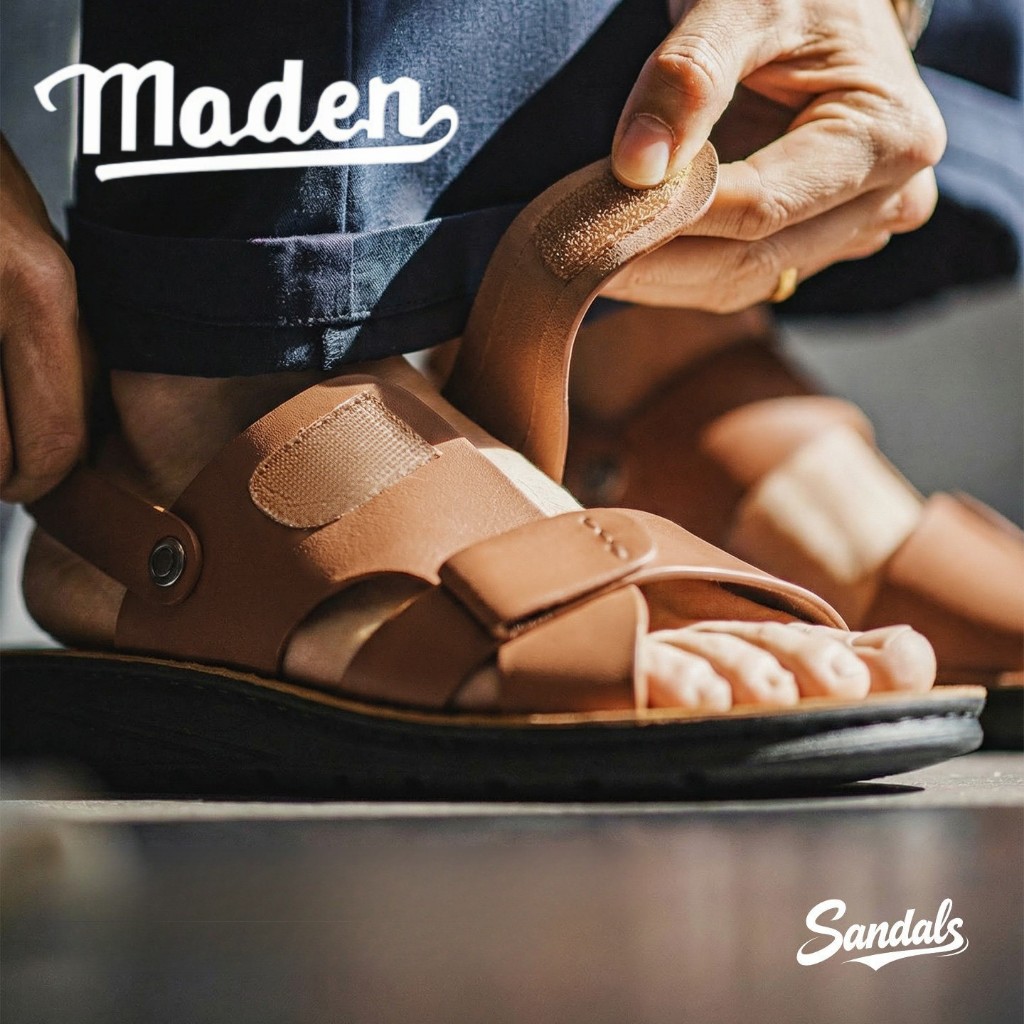 Giày Nam MADEN Mùa Hè 2026 Xăng đan Da Mới 2 Cánh Giày Đi Biển Da Thật Kinh Doanh Lái Xe Dép Bố Giày