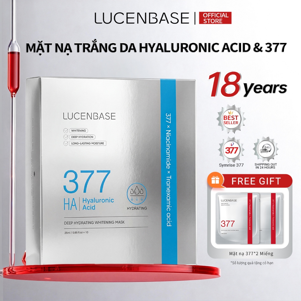 [Nâng cấp]Mặt nạ LUCENBASE 377 – Mặt nạ dưỡng ẩm sâu Hyaluronic Acid 10 miếng / hộp (25ml / miếng)