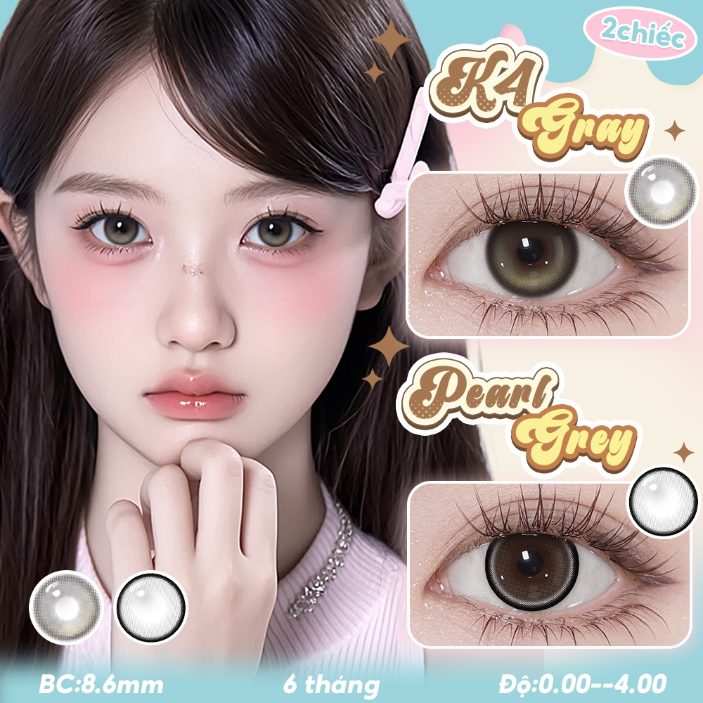 [Lens cận]Kính Áp tròng MCK1 UYAAI 2 chiếc màu xám 14,5mm có thể sử dụng trong một năm 0,00--8,00