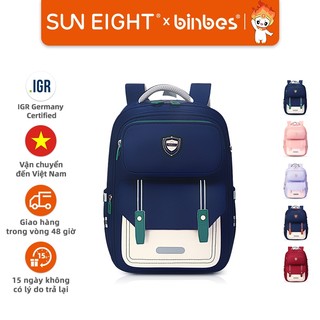 Sun Eight X Binbes Học sinh tiểu học Bảo vệ cột sống Túi đi học Dung tích lớn Chống nước lớp 1-6