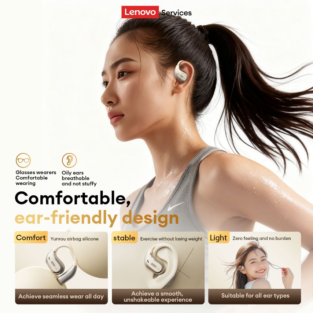 Tai nghe Bluetooth Lenovo AC102 OWS Chất lượng âm thanh HIFI Độ phân giải cao Hộp số âm thanh định hướng chờ dài Thoải mái khi đeo Bluetooth6.0 | BigBuy360 - bigbuy360.vn