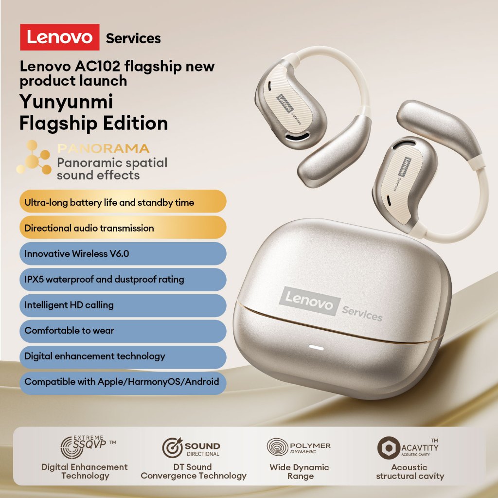 Tai nghe Bluetooth Lenovo AC102 OWS Chất lượng âm thanh HIFI Độ phân giải cao Hộp số âm thanh định hướng chờ dài Thoải mái khi đeo Bluetooth6.0 | BigBuy360 - bigbuy360.vn