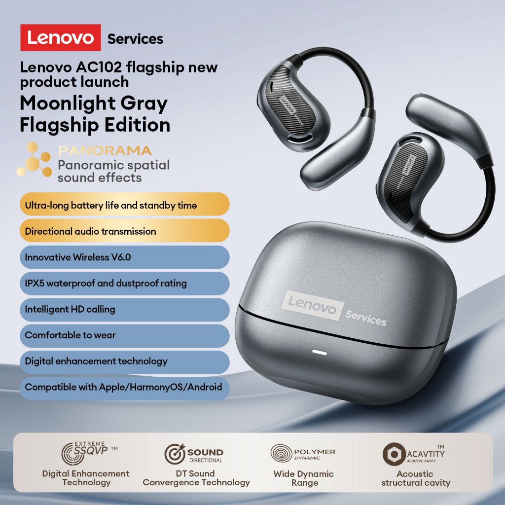 Tai nghe Bluetooth Lenovo AC102 OWS Chất lượng âm thanh HIFI Độ phân giải cao Hộp số âm thanh định hướng chờ dài Thoải mái khi đeo Bluetooth6.0 | BigBuy360 - bigbuy360.vn
