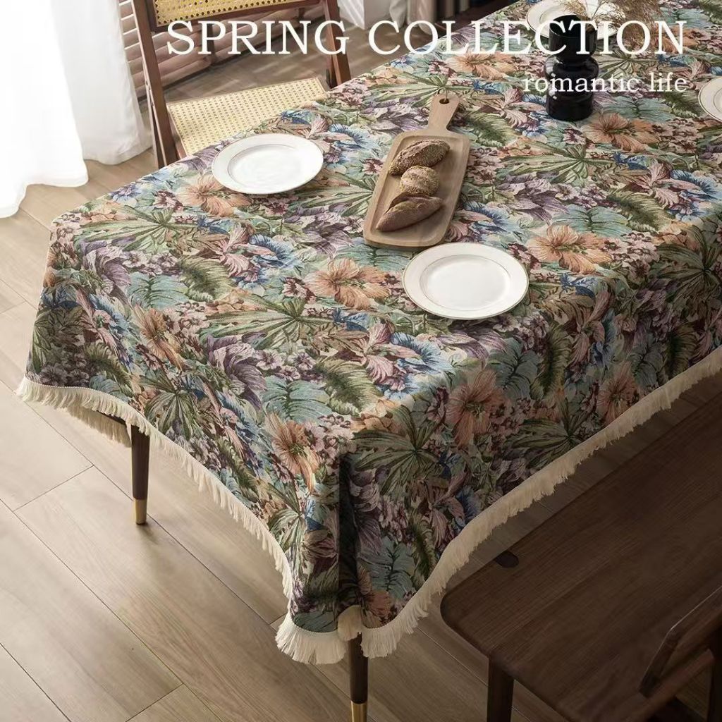 Spring Collection Oil Painting Style Picnic Tablecloth | Elegant Garden & Camping Table Cover | Deco