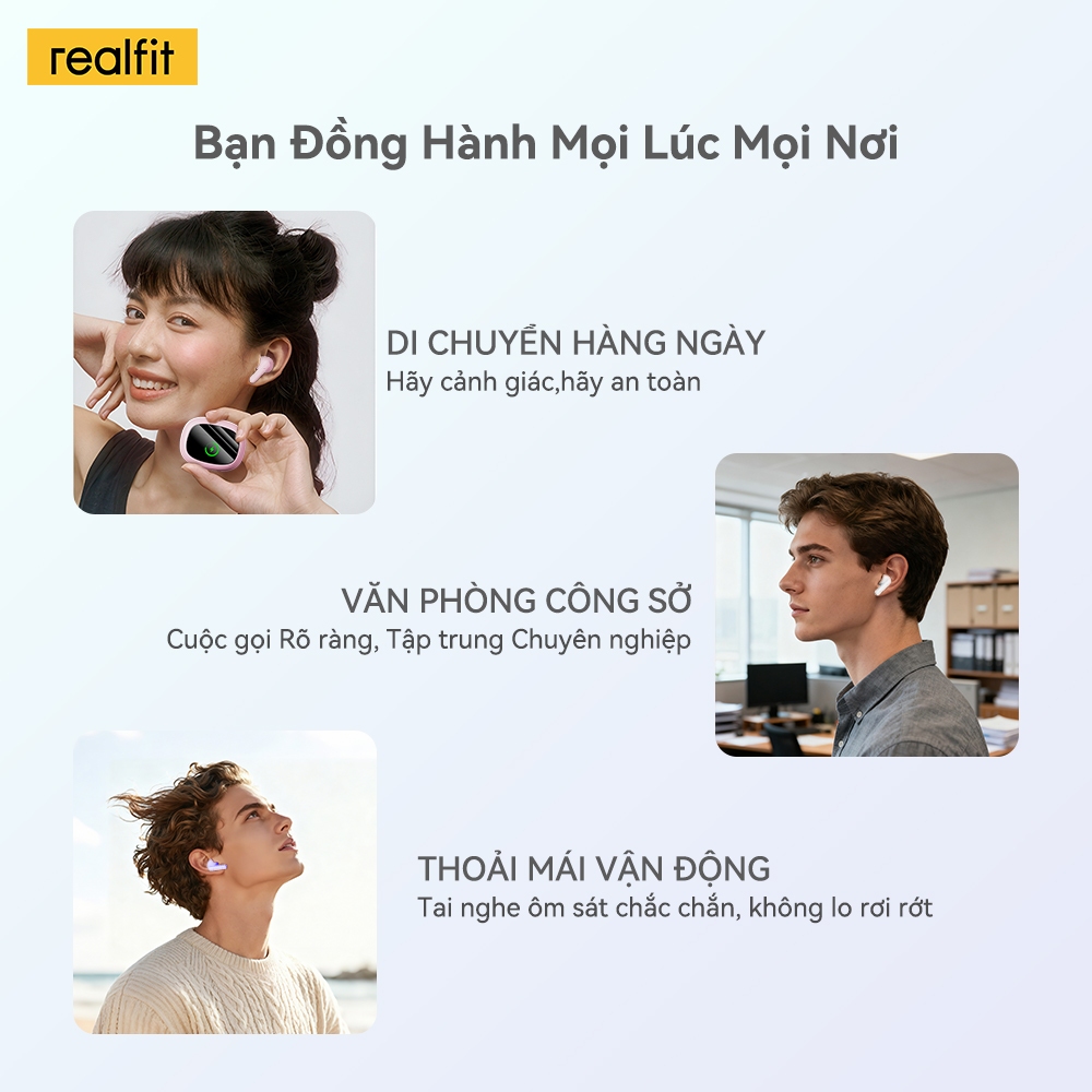 [Điều khiển ứng dụng] Tai nghe Bluetooth Realfit F3 Ultra -45dB ANC khử tiếng ồn Tai nghe nhét tai TWS có Mic 360° Âm thanh không gian IPX5 Điện tử chống nước | BigBuy360 - bigbuy360.vn