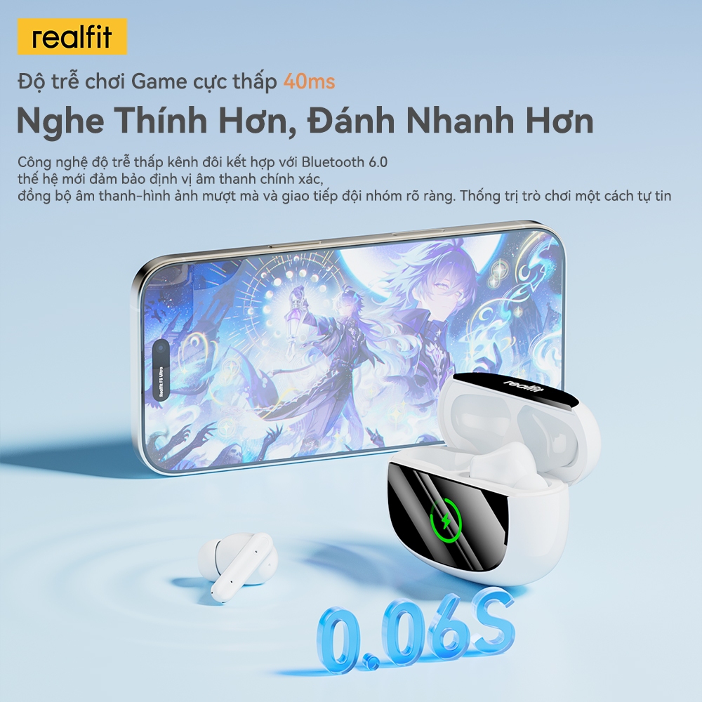 [Điều khiển ứng dụng] Tai nghe Bluetooth Realfit F3 Ultra -45dB ANC khử tiếng ồn Tai nghe nhét tai TWS có Mic 360° Âm thanh không gian IPX5 Điện tử chống nước | BigBuy360 - bigbuy360.vn