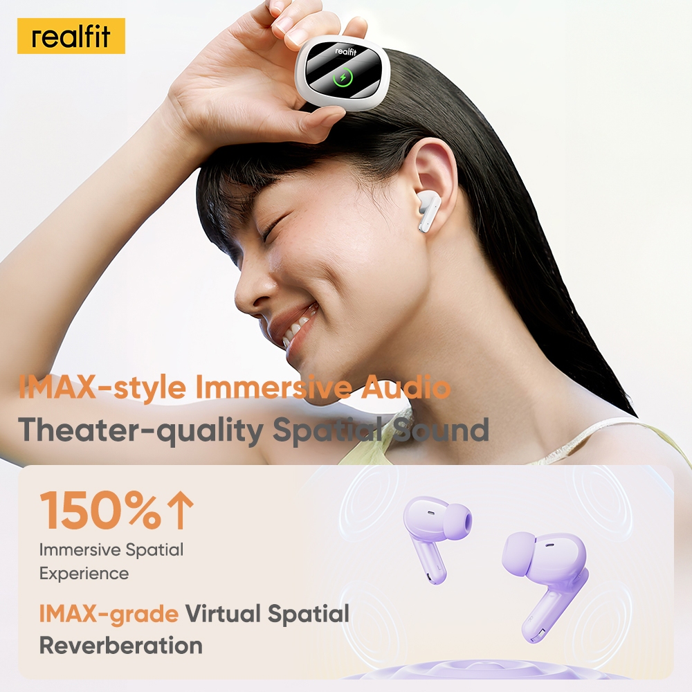 [Bản nâng cấp mới] Tai nghe không dây âm thanh Realfit F3 Ultra Hi-Fi | ANC -45dB dành cho nhạc thấm hút | Pin 50H | Tùy chỉnh APP EQ | 4.3g Comfort Fit | Âm thanh không gian | BigBuy360 - bigbuy360.vn