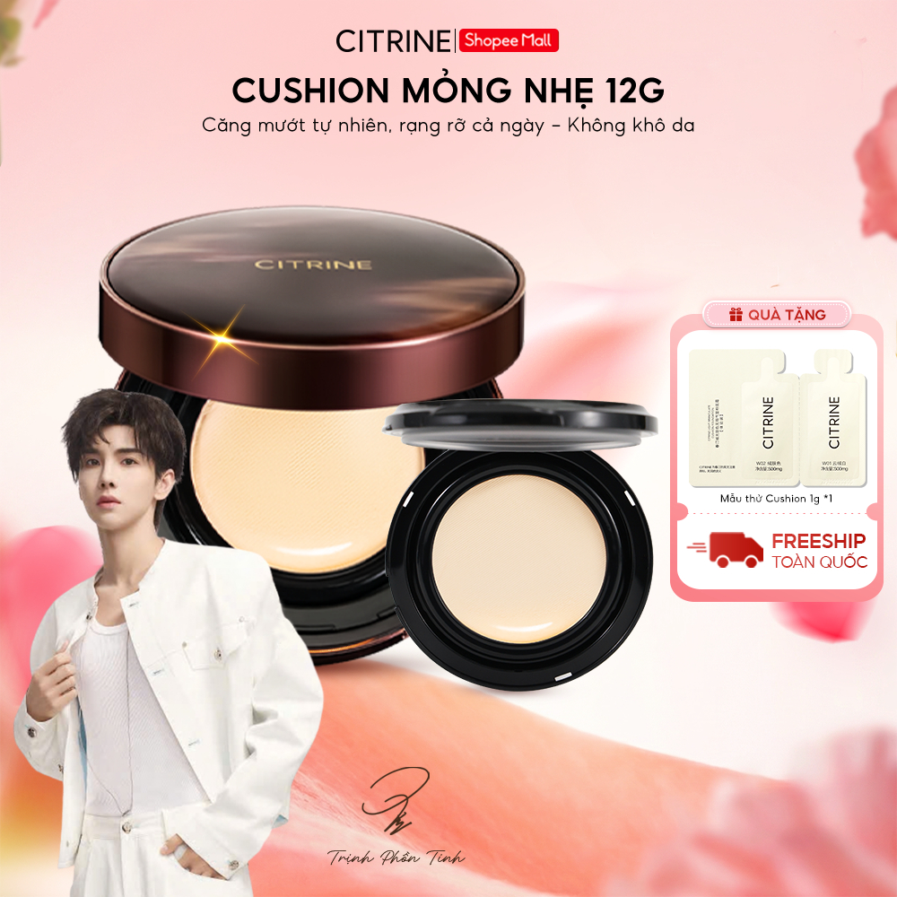 Cushion CITRINE 12G [Kèm Lõi Thay Thế] - Mịn Lì, Mỏng Nhẹ Tự Nhiên, Lành Tính, Đều Màu Da
