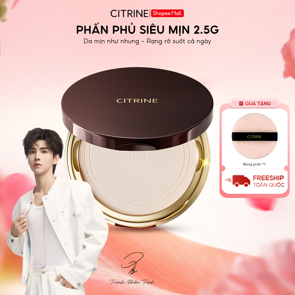 [Mini] Phấn Phủ Nén CITRINE [2.5g] | Da Mịn Như Nhung, Kiềm Dầu, Tệp Da, Không Gây Bí Lỗ Chân Lông