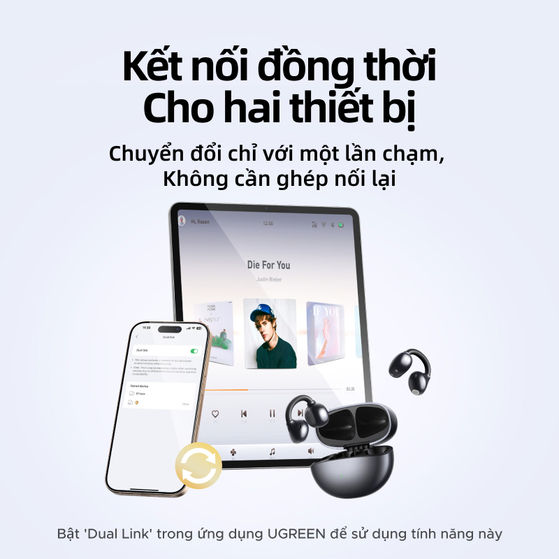 UGREEN ClipBuds Tai nghe không dây, Hi-Fi mở tai , Bluetooth 6.0, thời lượng pin 30 giờ, IPX5, 12mm Bio-Diaphragm | BigBuy360 - bigbuy360.vn