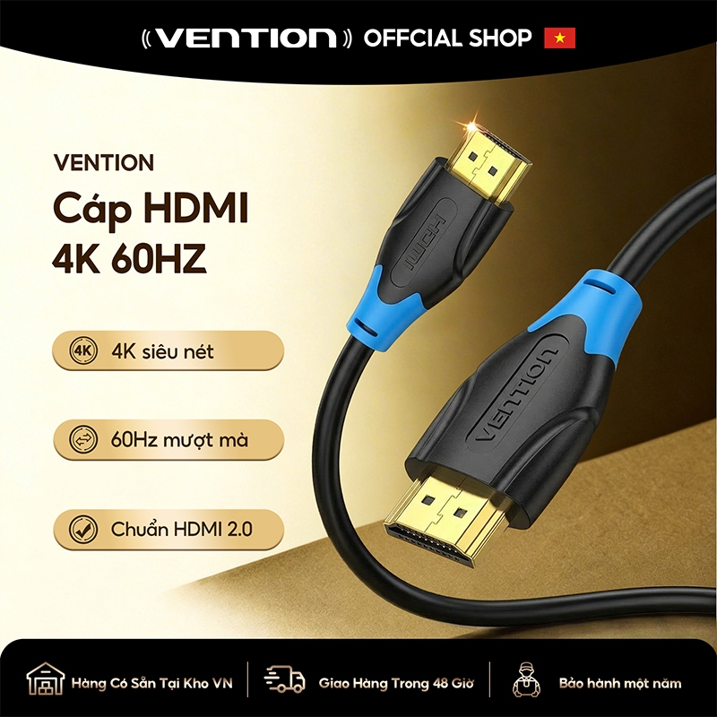 Vention Cáp HDMI 4K/60HZ HDMI 2.0 3D dành cho TV LCD/màn hình máy chiếu HD 1080p PS4/3 Xbox/máy tính bàn