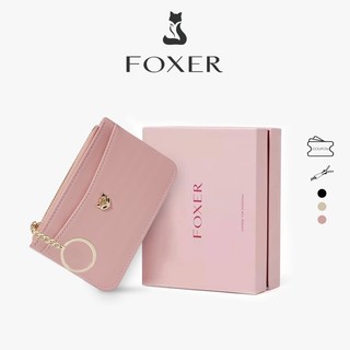 FOXER Ví Nữ Ví Ngắn Da Bền Chắc Có Ngăn Đựng Thẻ Tín Dụng Khóa Kéo Tinh Tế Kèm Hộp Quà Tặng