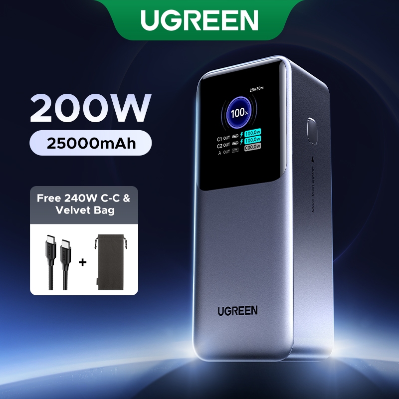 Ugreen 130W 20000mAh |25000mAh 200W Laptop Power Bank Sạc Siêu Nhanh 100W PD3.1 Cho Macbook Air / Pr