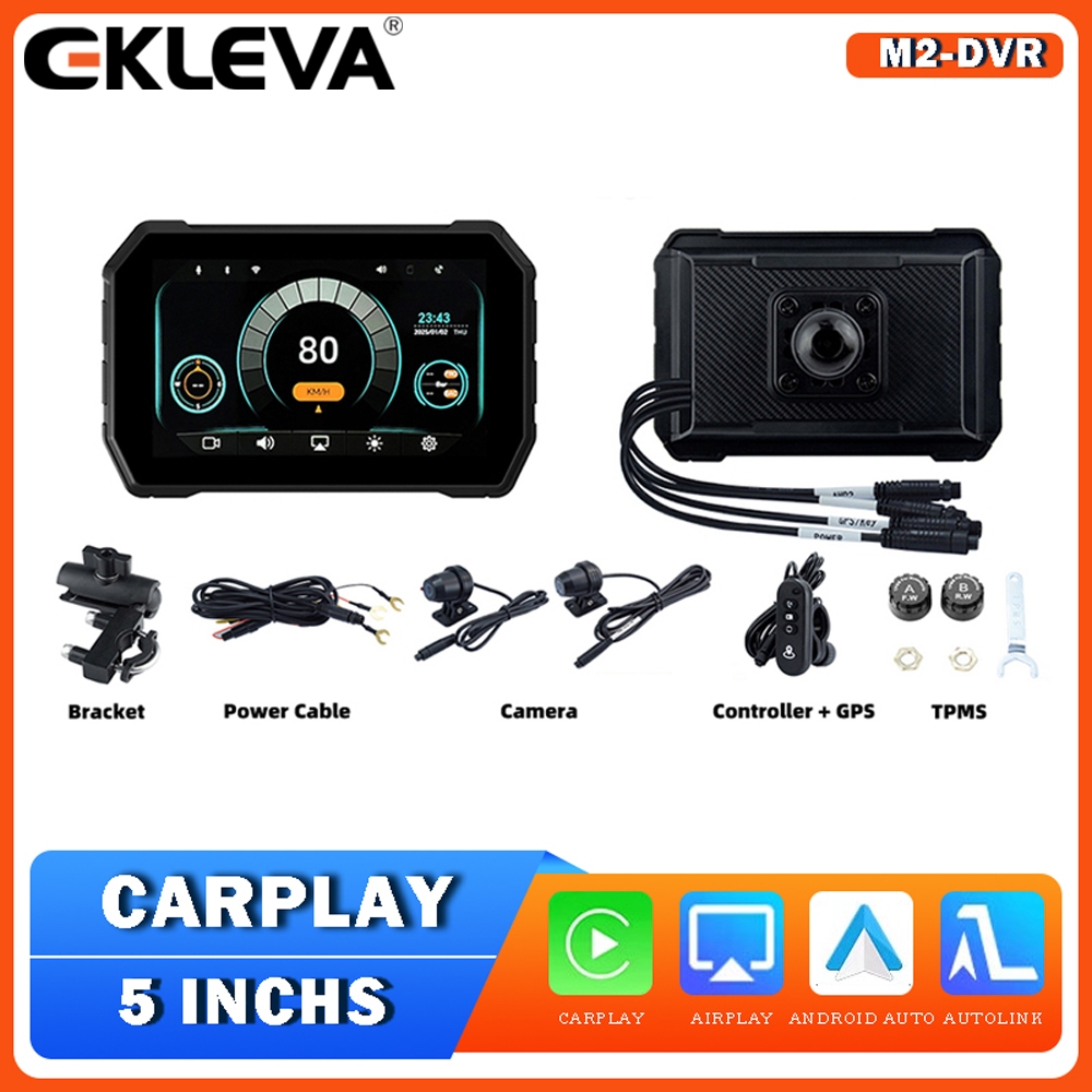EKLEVA 5.0 "Không Dây CarPlay Moto Android Tự Động Di Động Kỹ Thuật Số Xe Máy Bảng Điều Hướng GPS Mà