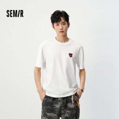 Semir 2026 Nam Mùa Hè Cổ Tròn Thêu Áo Tay Ngắn Tối Giản Phong Cách Thường Ngày