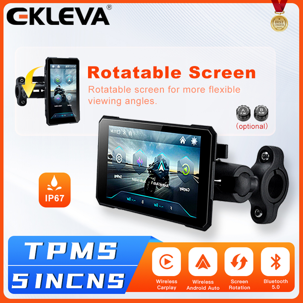 EKLEVA M15 5 inch Điều hướng xe máy không dây chống nước Android Auto Apple Carplay Màn hình hiển th