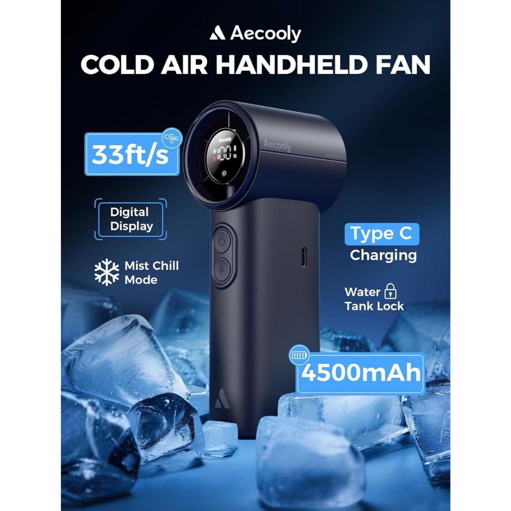 Quạt Cầm Tay Aecooly ColdAir 02 Làm Lạnh Siêu Nhanh – Giảm 8°C Trong 10s, Phun Sương & Gió Mạnh, Pin 25H, LED Hiển Thị Pin – Quạt Du Lịch, Quà Tặng Nam – Xanh | BigBuy360 - bigbuy360.vn