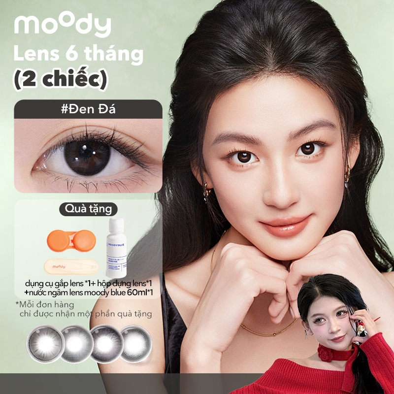 [thaomea]  [lens moody 6 tháng - 02 chiếc] Kính áp tròng moody, 6 tháng, độ cận 0-7, độ giãn tròng 1