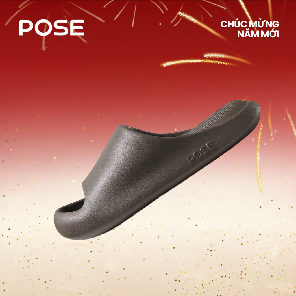 【Dép thư giãn】【Up to size 49】POSE Cloud Bounce Dép EVA Sục Vân Nhám Đế Cao Nhiều màu Chống ồn Giảm c