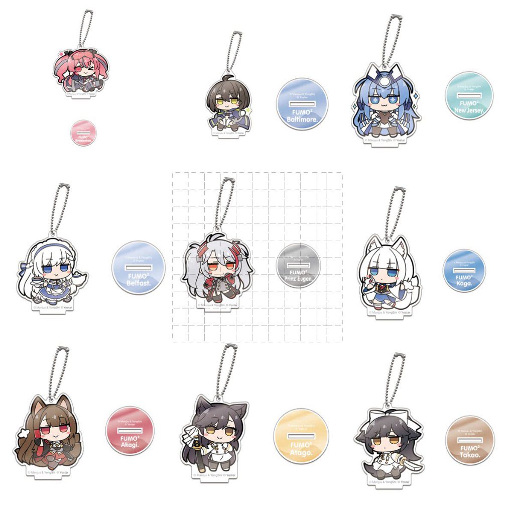 Azur Lane Chibi Yorktown Neo Nagato Shinano Quạt Acrylic Đứng Hình Trò Chơi Anime Merch