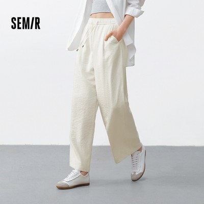 Semir Quần Nữ Mùa Hè Họa Tiết Xếp Ly, Ống Rộng, Eo Co Dãn, Thoáng Mát