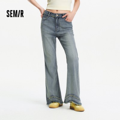 Semir Quần Denim Nữ Summer Retro Style - Flare Cut Raw Hem