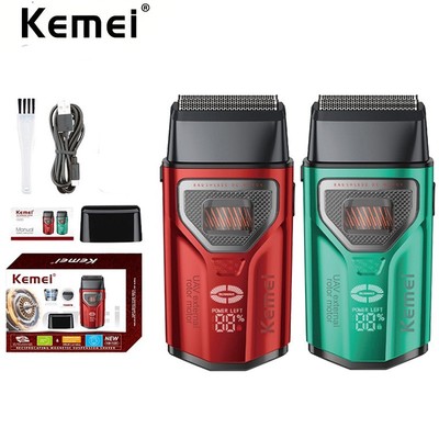 Kemei T299 Máy cạo râu chuyên nghiệp Máy cạo râu Đầu hói Chuyển động ngang Dao cạo Cánh quạt bên ngoài Động cơ không chổi than Râu Tông đơ cho nam giới