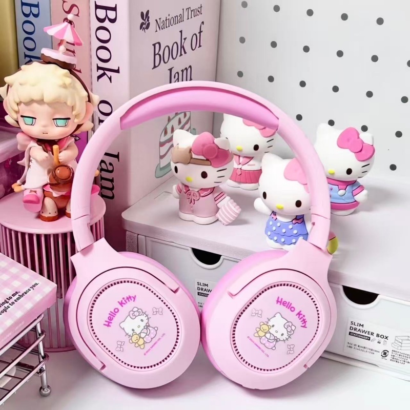 Tai nghe Bluetooth Sanrio mới J5, Phiên bản Bluetooth 5.4, Tai nghe chơi Game trên máy tính Over-Ear