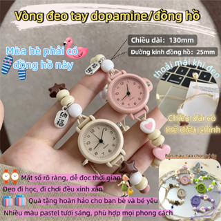 Đồng hồ đeo tay THEFEN, Đồng hồ chuỗi trái tim hình ngôi sao đính cườm có thể điều chỉnh, Mặt dây chuyền Đồng hồ thạch anh Dopamine Nữ Cô gái