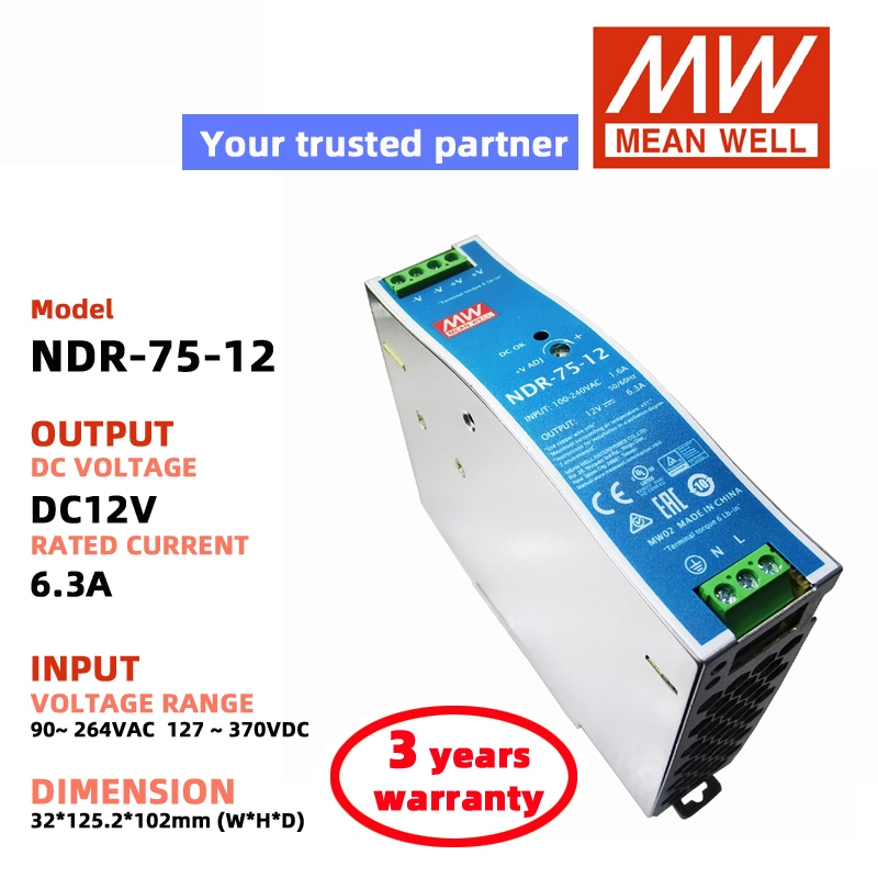 MEAN WELL NDR-75-12 NDR-75-24 DC12V DC24V Nguồn Chuyển Đổi Meanwell DC Nguồn