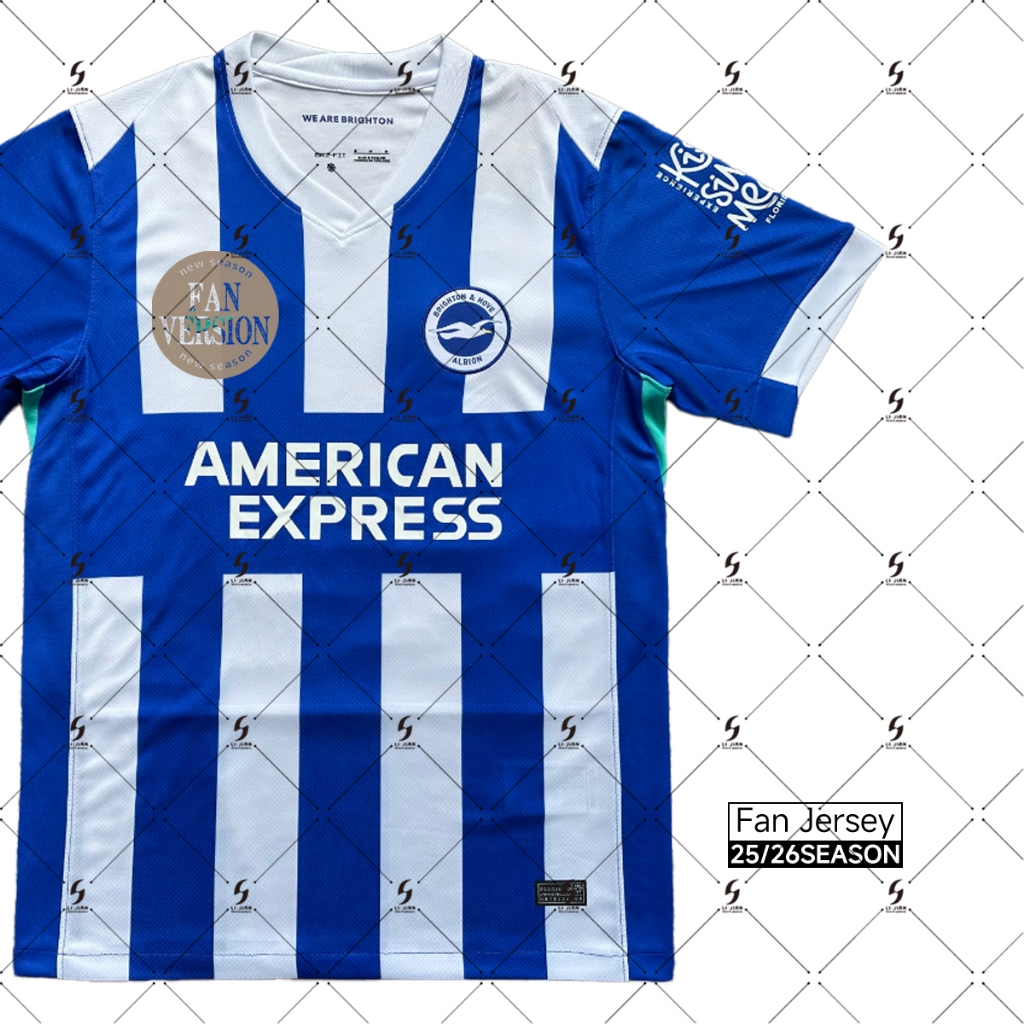 25 / 26 Brighton & Hove Albion Phiên bản quạt sân nhà Áo bóng đá, S-4XL Tên tùy chỉnh